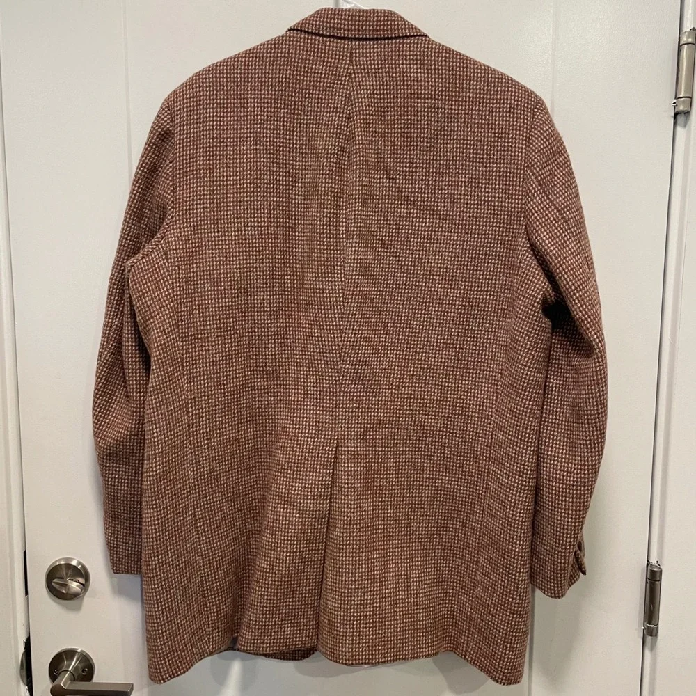 Richard Bennett Men Custom Tailored Houndstooth Blazer Brown Wool Sport Coat USA